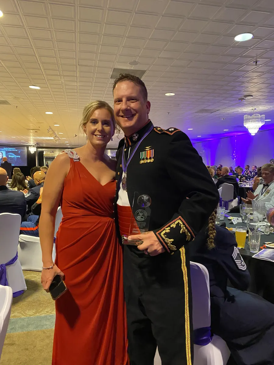 Matt Samson in USMC mess dress uniform at a military awards gala